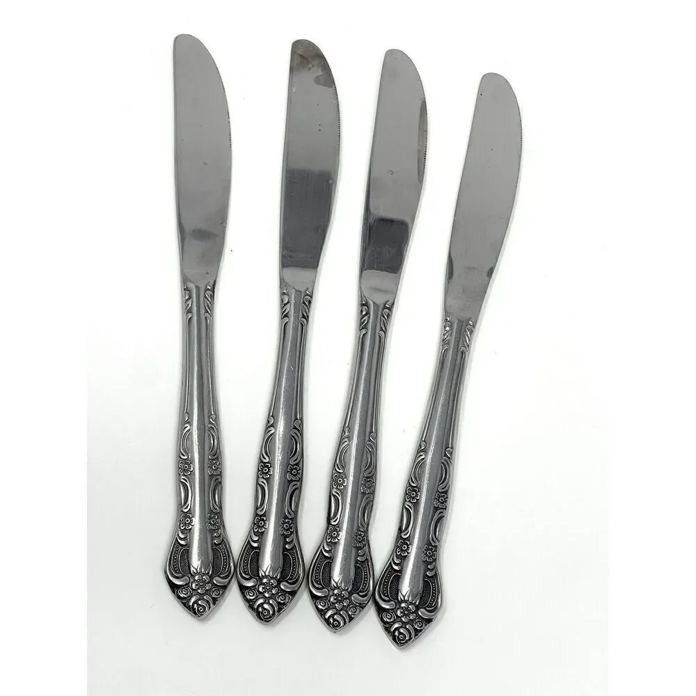 United Silver Acadia Stainless Dinner Place Knife Japan 8 3/8” Set Of 4